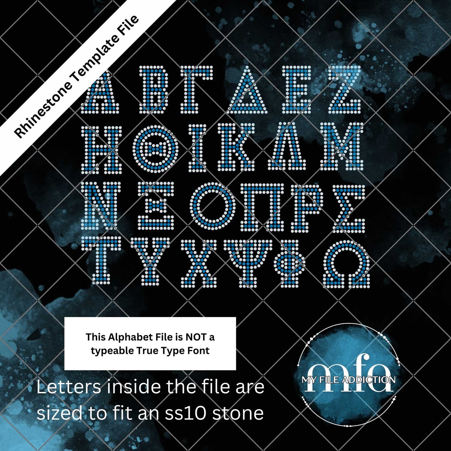 2.06 Inch Greek Letters Rhinestone Template File