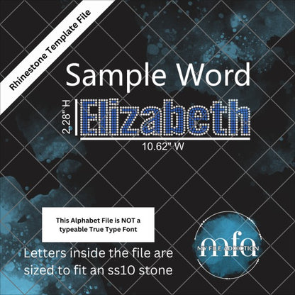 2.28 Inch Impact 2 Color Letters Rhinestone Template File