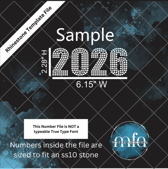2.28 Inch Impact Numbers Rhinestone Template File