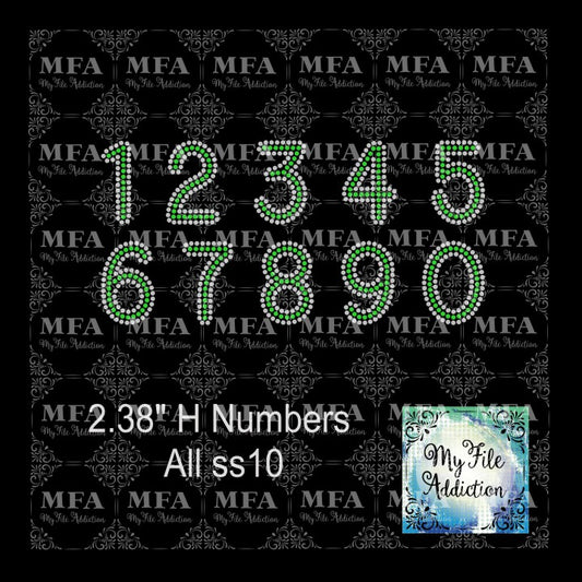 2.38" Arial 2 Color Numbers Rhinestone Digital Download File