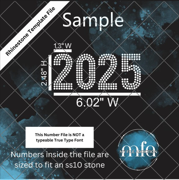 2.48 Inch Numbers Rhinestone Template File