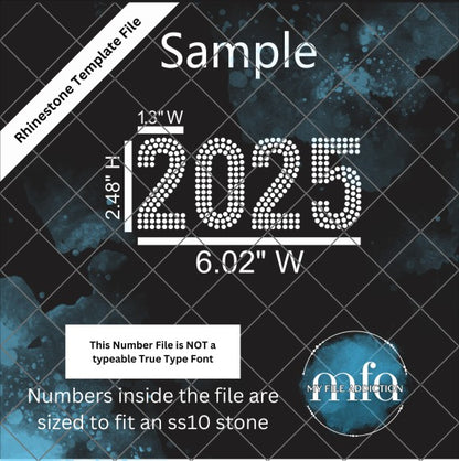 2.48 Inch Numbers Rhinestone Template File