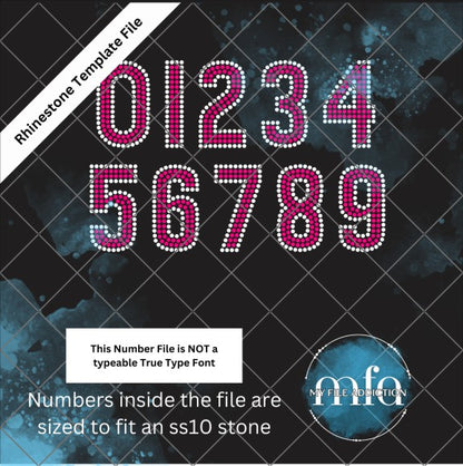 2.84 Inch Numbers Rhinestone Template File