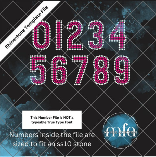 2.84 Inch Numbers Rhinestone Template File