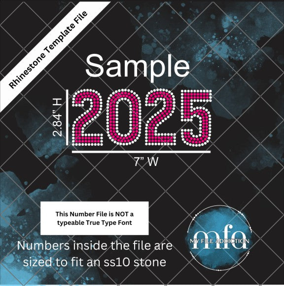2.84 Inch Numbers Rhinestone Template File