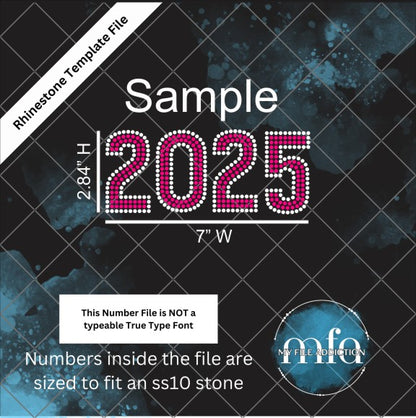 2.84 Inch Numbers Rhinestone Template File