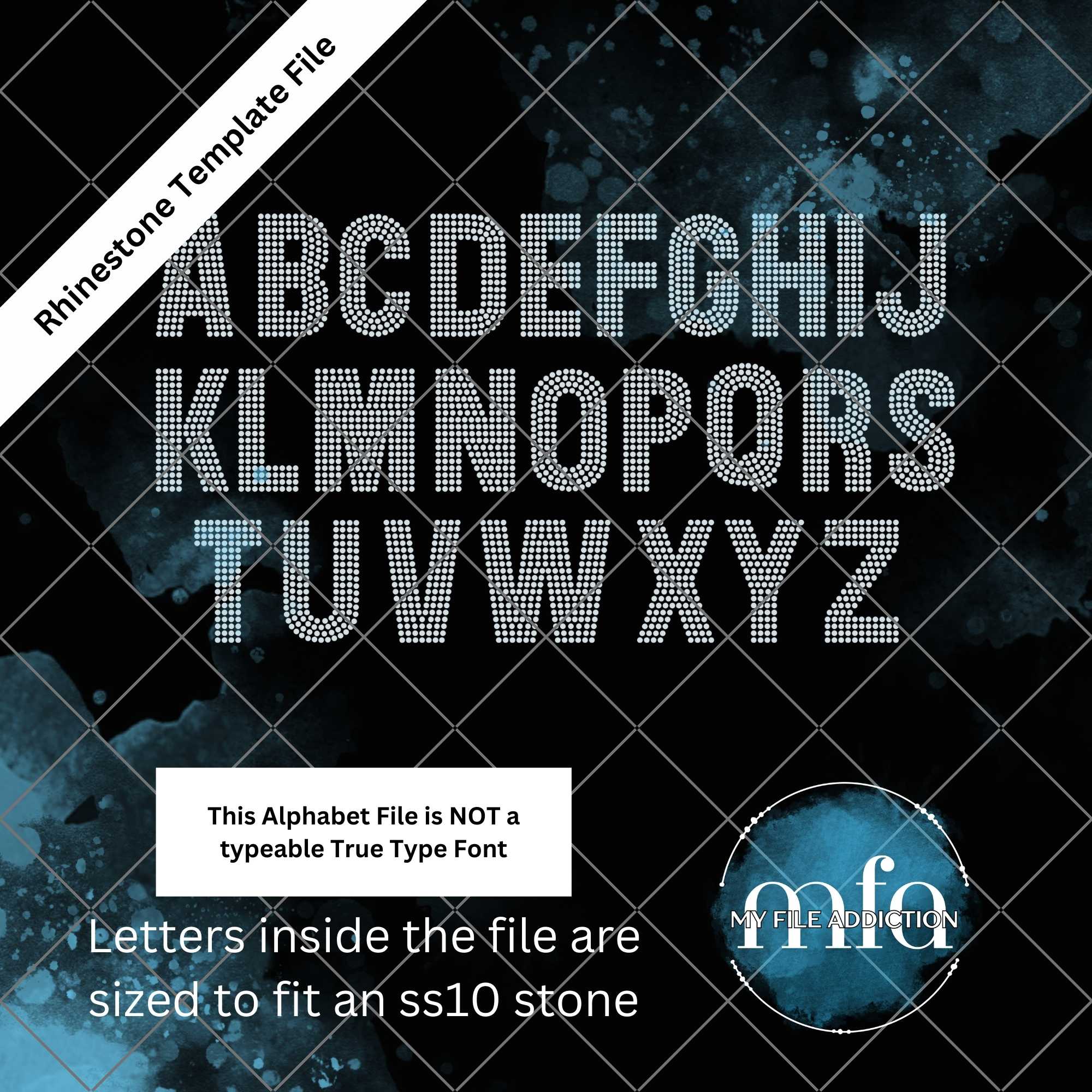 84 Letters My File Addiction - 2.84 Inch Single Color Letters Rhinestone Template File
