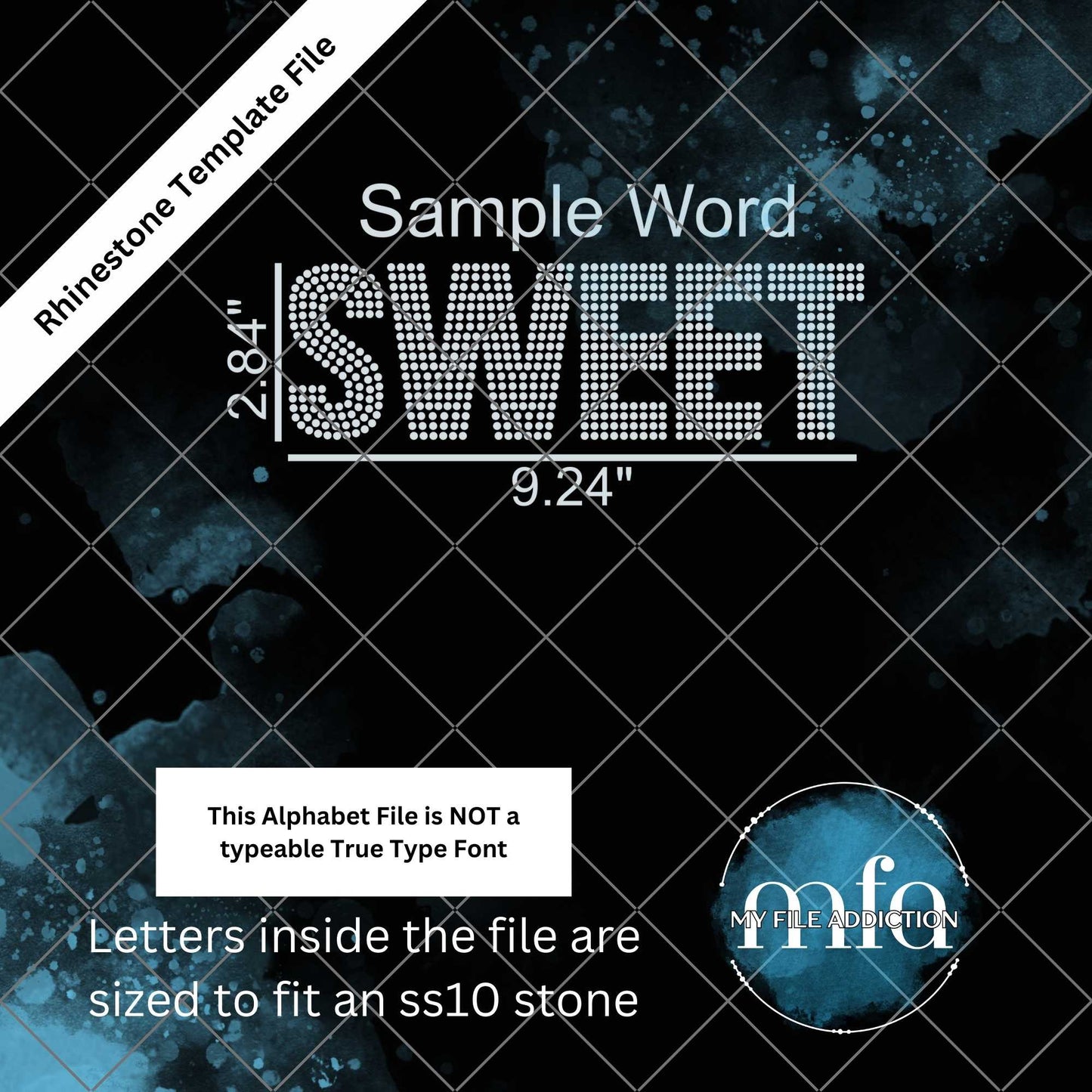 2.84 Inch Single Color Letters Rhinestone Template File