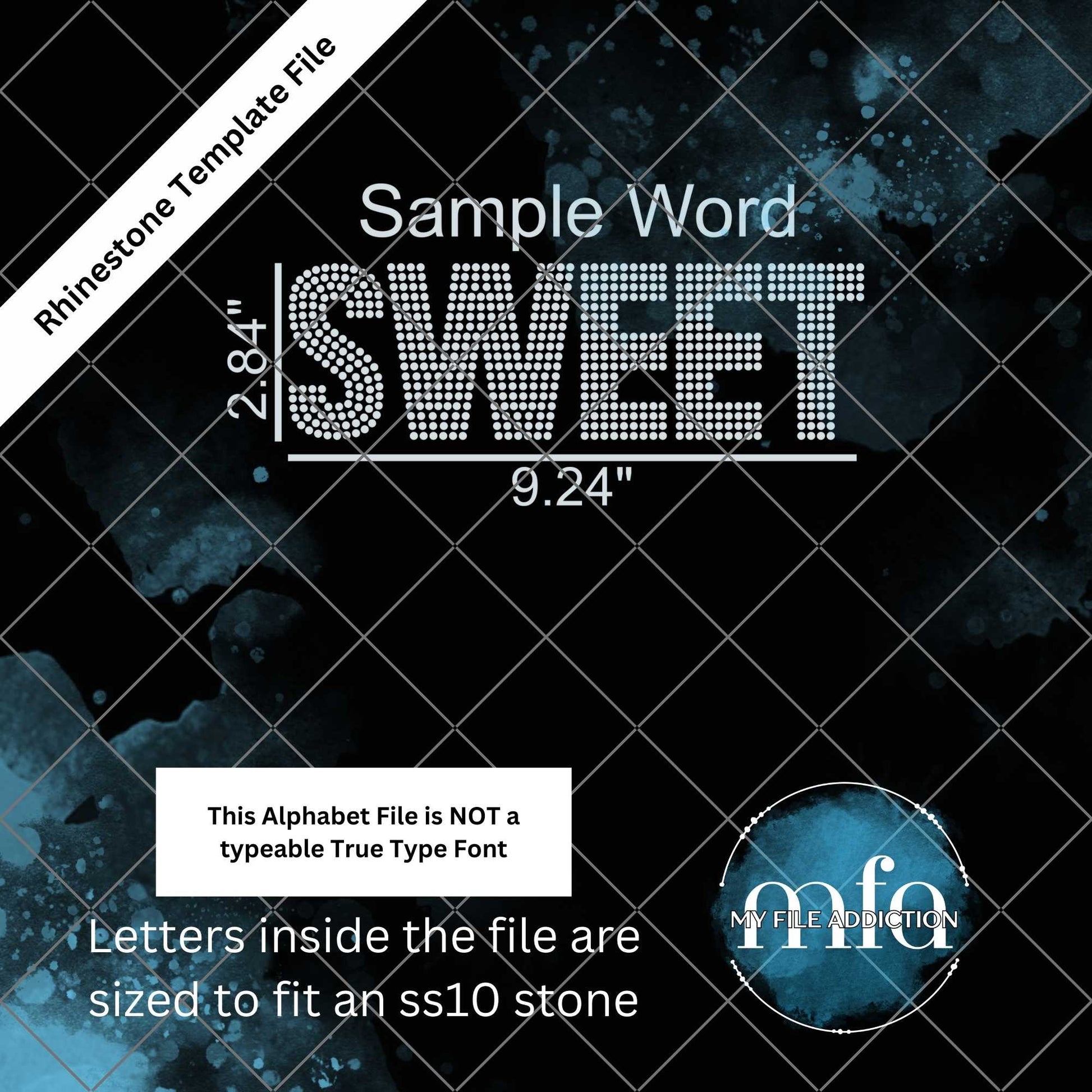 2.84 Inch Single Color Letters Rhinestone Template File