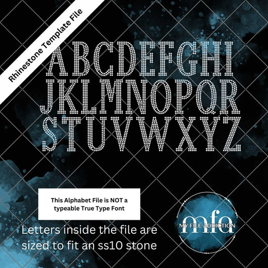 3.05 Inch Times New Roman Letters Rhinestone Template File