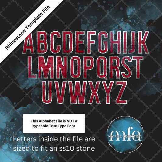 3.35 Inch BebasNeue 2 Color Letters Rhinestone Template File