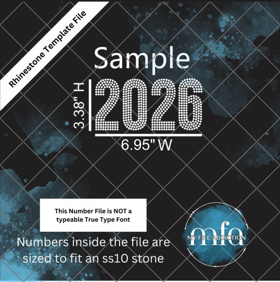 3.38 Inch BebasNeue Numbers Rhinestone Template File
