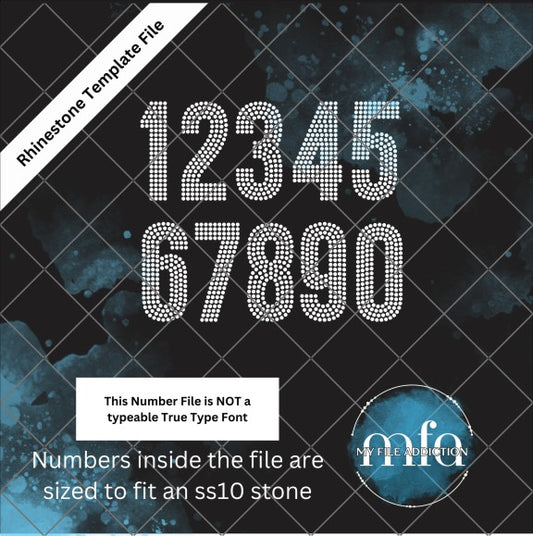3.38 Inch BebasNeue Numbers Rhinestone Template File