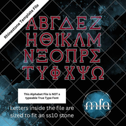 3.3 Inch Greek Letters Rhinestone Template File