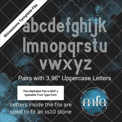 3.95 Inch Arial Lowercase Letters Rhinestone Template File