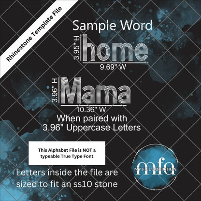 3.95 Inch Arial Lowercase Letters Rhinestone Template File