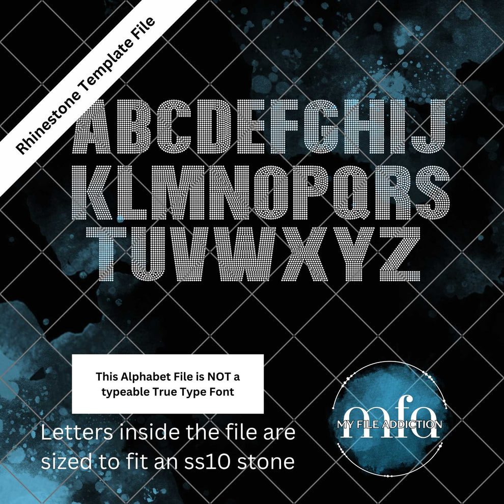 My File Addiction - 3.98 Inch Bold Letters Rhinestone Template File