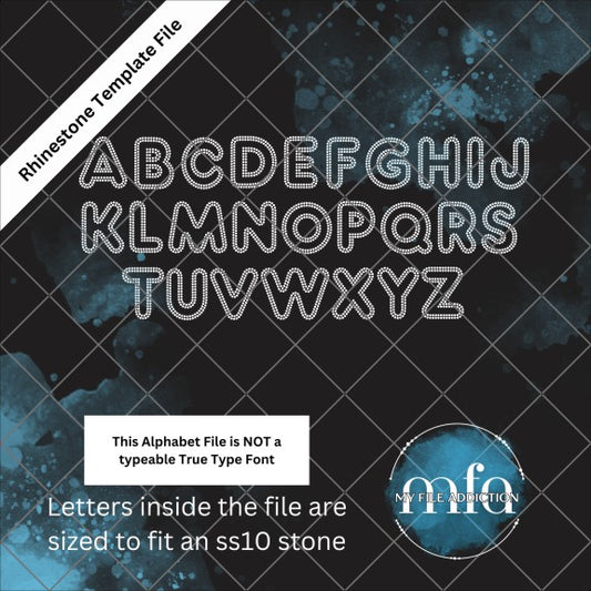 3 Inch Bubble Letters Rhinestone Template File