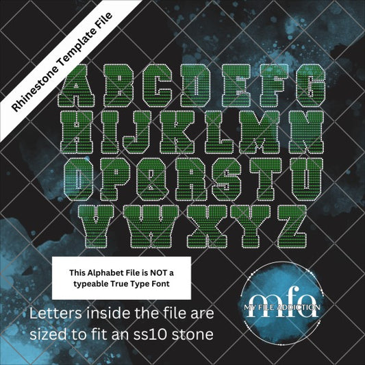 4 Inch College Gradient Letters Rhinestone Template File