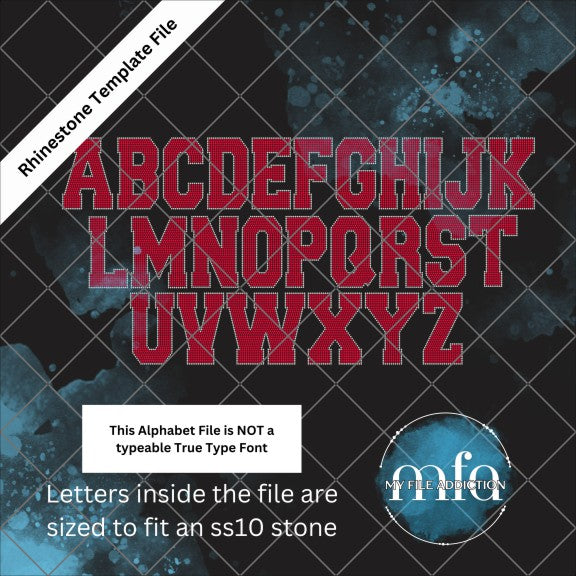 6.08 Inch Athletic Letters Rhinestone Template File