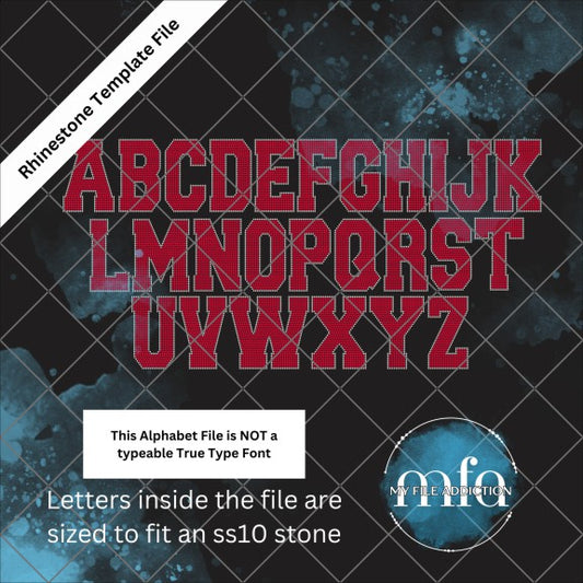 6.08 Inch Athletic Letters Rhinestone Template File