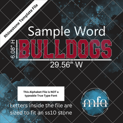 6.08 Inch Athletic Letters Rhinestone Template File