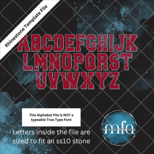 6.24 Inch Athletic Shadow Letters Rhinestone Template File