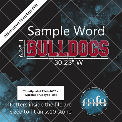 6.24 Inch Athletic Shadow Letters Rhinestone Template File