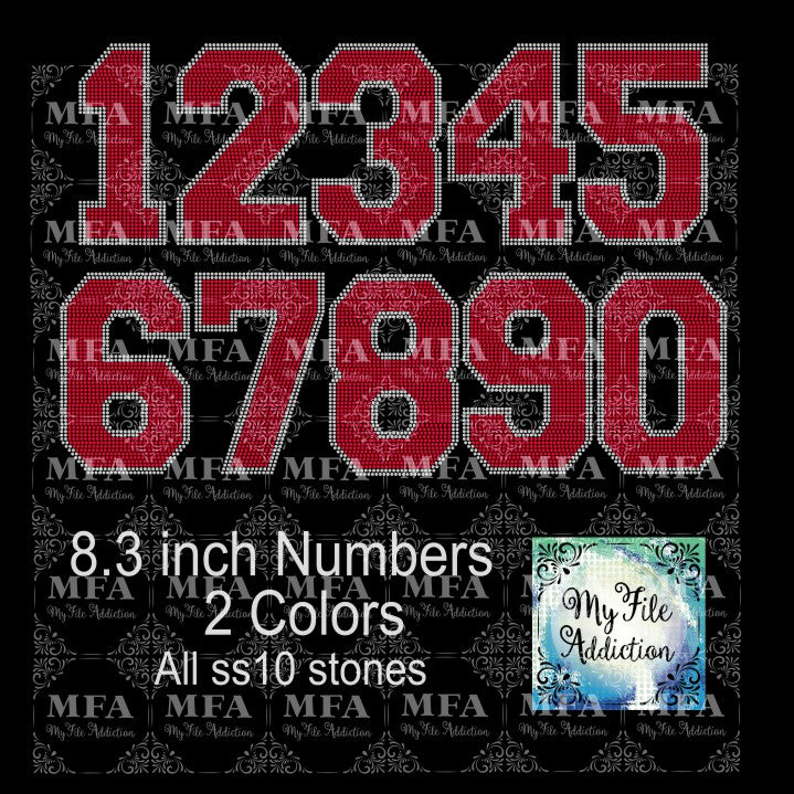 Outlined Two Color Numbers My File Addiction - 8.3 inch College 2 Color Numbers Rhinestone Digital ...