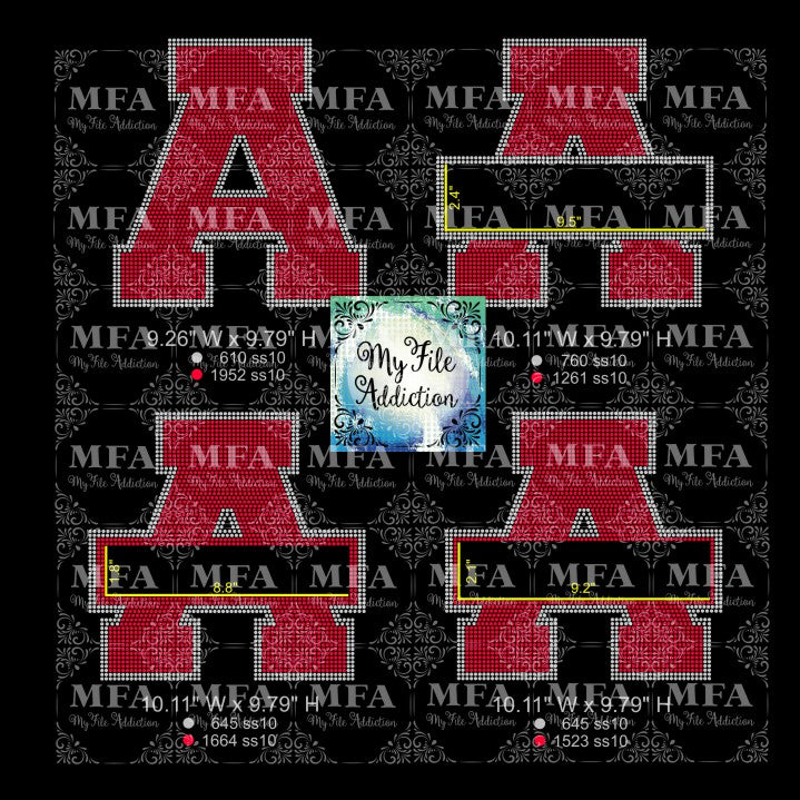 A with Banner Rhinestone Digital Download File