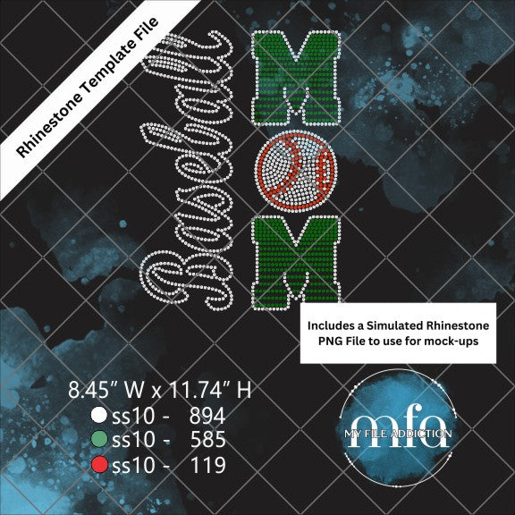 My File Addiction - Baseball Mom Vertical Rhinestone Template File