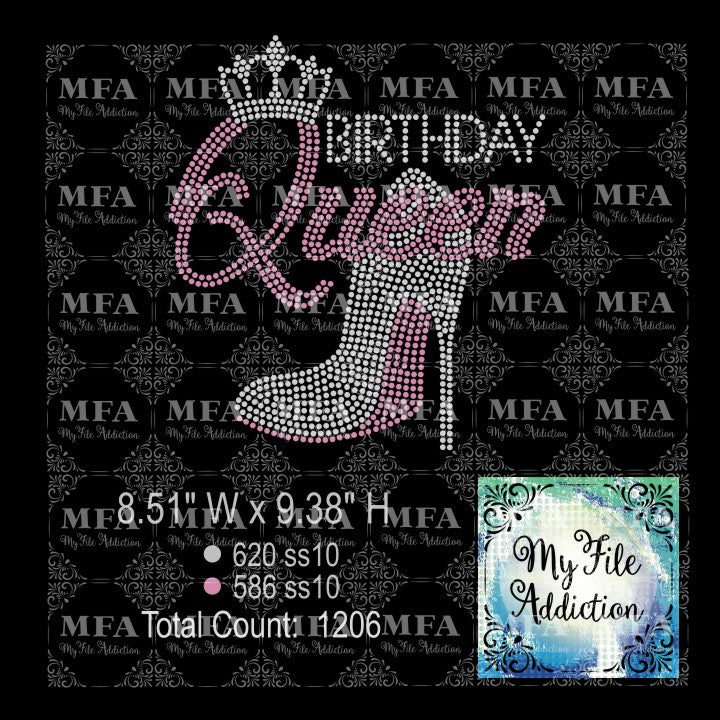 Birthday Queen 1 Stiletto Rhinestone Digital Download File