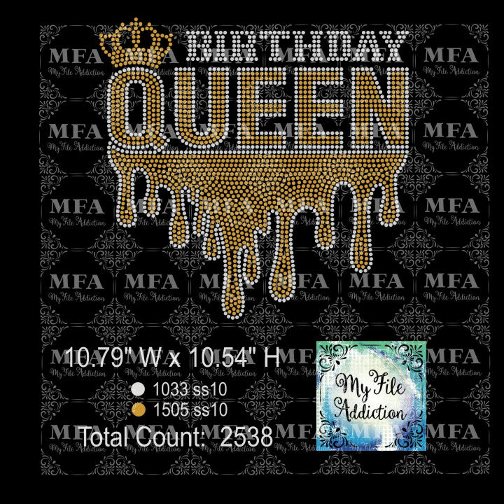 Birthday Queen Drip Rhinestone Digital Download File