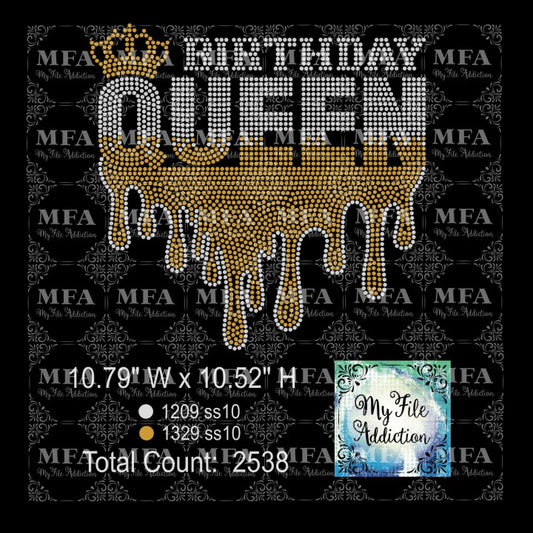 Birthday Queen Drip Ombre Rhinestone Digital Download File