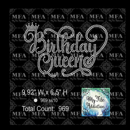 Birthday Queen Swirly Rhinestone Digital Download File