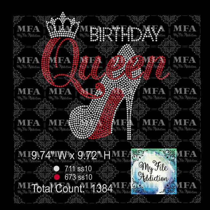 Birthday Queen with Stiletto Rhinestone Digital Download File