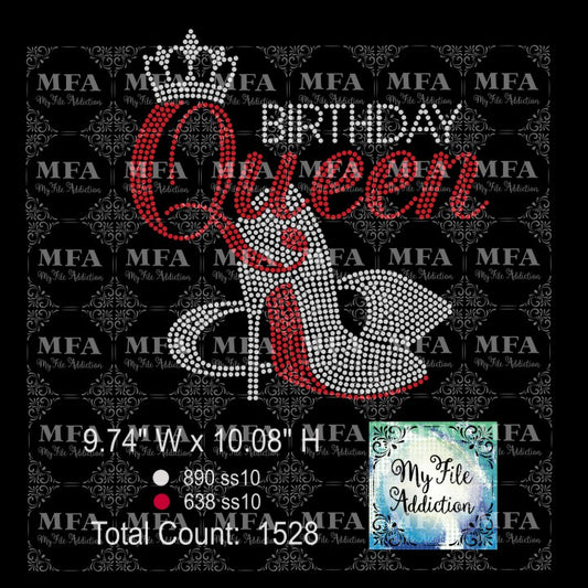 Birthday Queen with Stilettos Rhinestone Digital Download File
