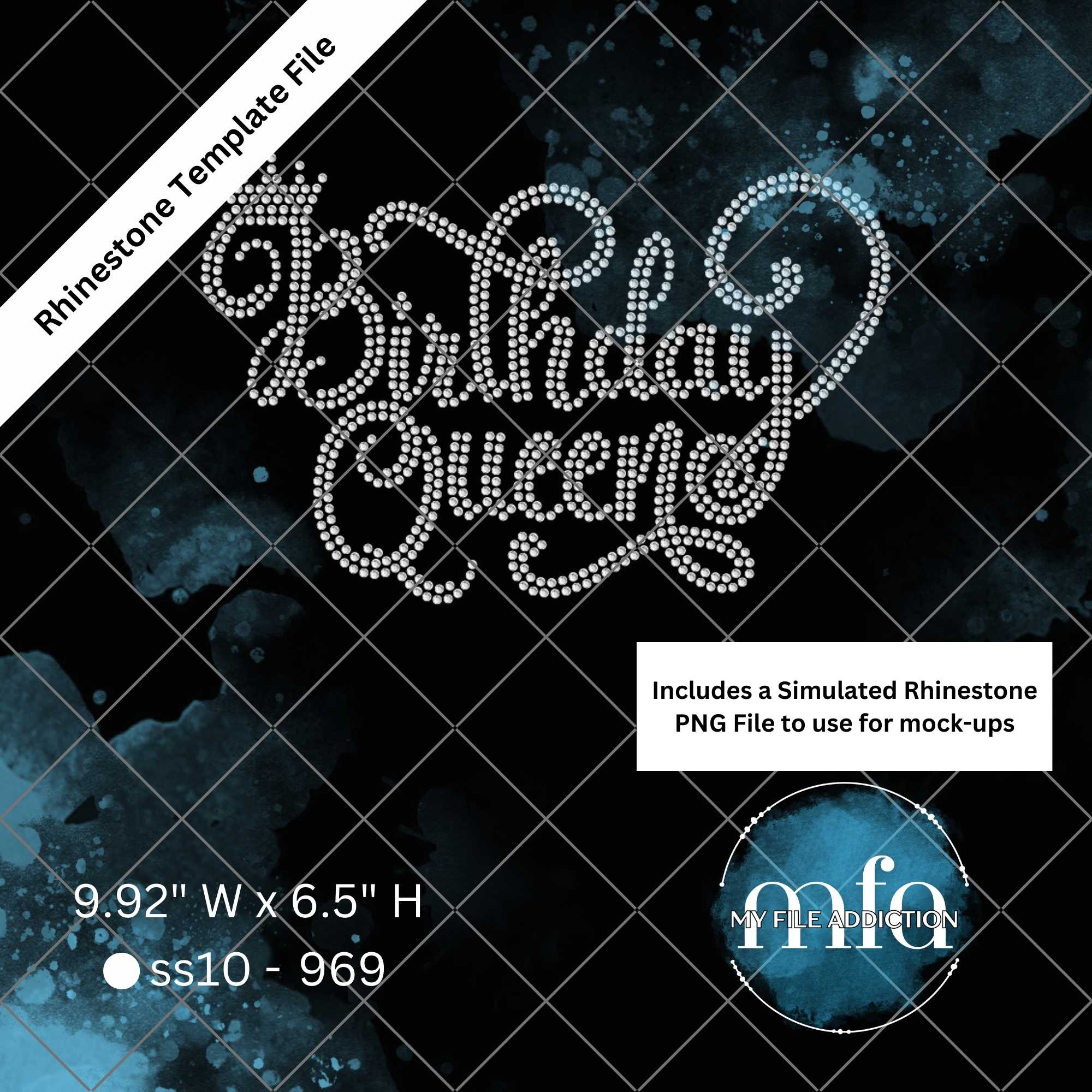 Birthday Rhinestone Templates My File Addiction - Birthday Queen Swirly Rhinestone Template File