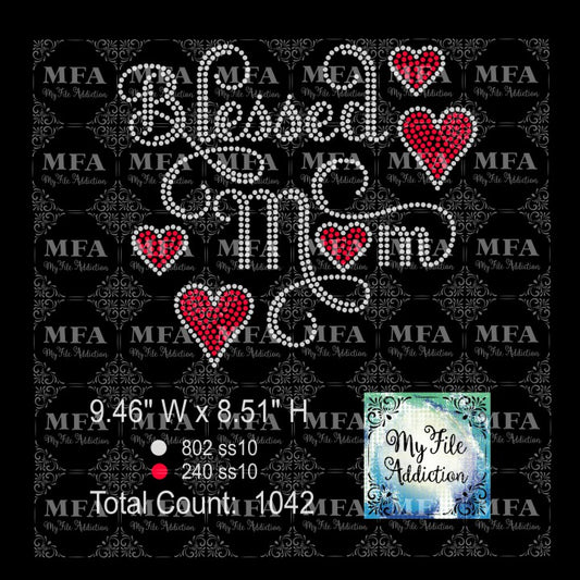 Blessed Mom 2 Rhinestone Digital Download File