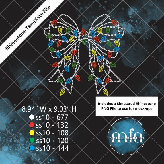 Bow Christmas Lights 2 Rhinestone Template File