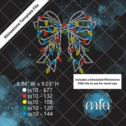 Bow Christmas Lights 2 Rhinestone Template File