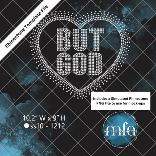 But God Heart Rhinestone Template File