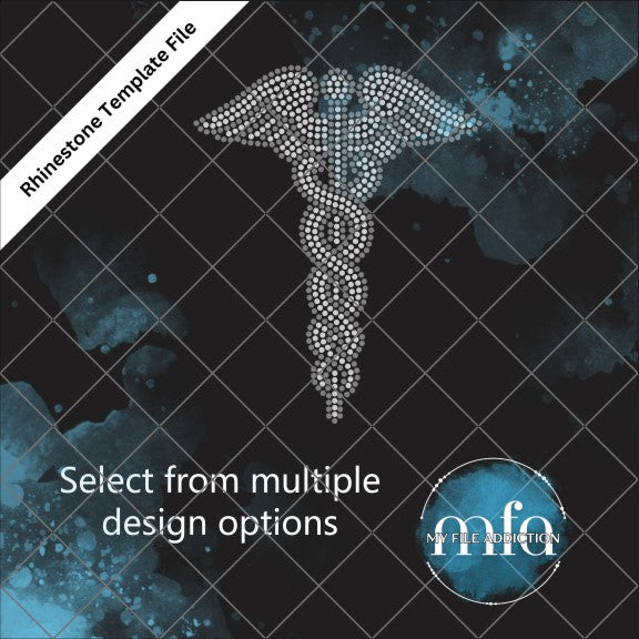 Caduceus Single Rhinestone Template File - My File Addiction