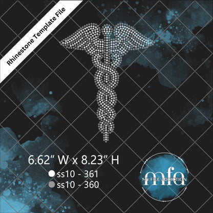 Caduceus Single Rhinestone Template File - My File Addiction