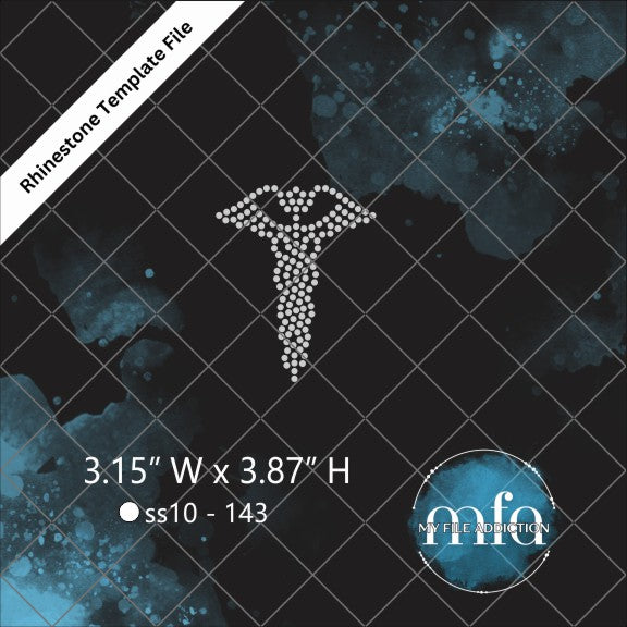 Caduceus Single Rhinestone Template File - My File Addiction