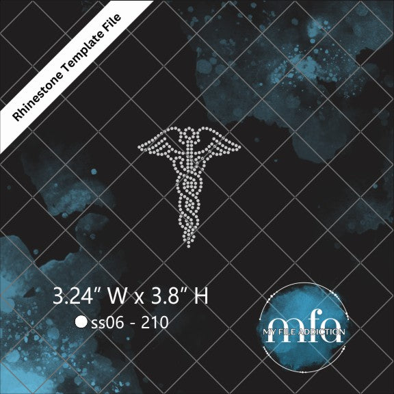Caduceus Single Rhinestone Template File - My File Addiction