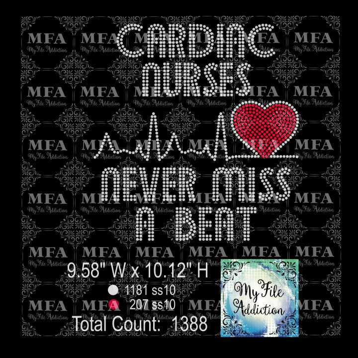 Cardiac Nurses Never Miss a Beat Heartbeat Rhinestone Digital Download File