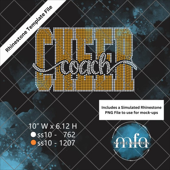 Cheer Coach Bold Script Rhinestone Digital Download File - My File Addiction
