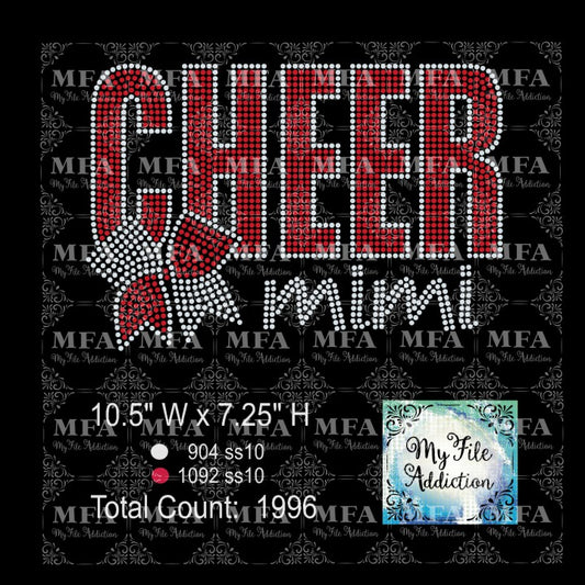 Cheer Mimi Bold with Bow Rhinestone Digital Download File