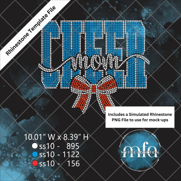 Cheer Mom Bold Script with Bow Rhinestone Digital Download File - My File Addiction
